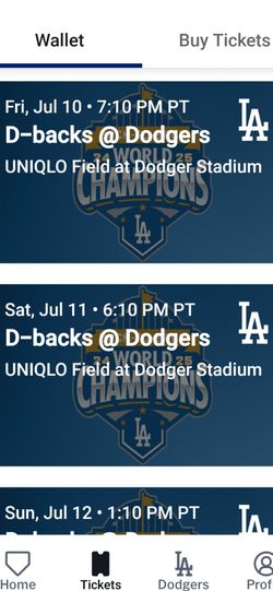 3 Dodger Tickets in loge