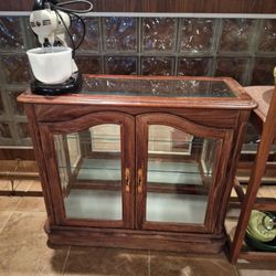 Vintage Wood and Glass Display Cabinet