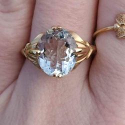 Gold With Auquamarine Ring