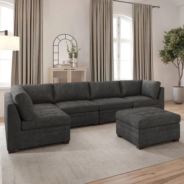 Thomasville Tisdale Modular Sectional 6-piece Dark Gray with Storage Ottoman $1299.99
