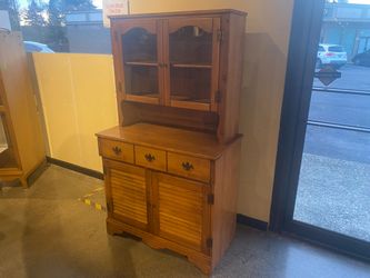 CB ATKIN CO Vintage Solid Maple Wood China Hutch