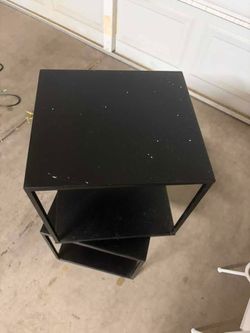 Black Metal Side Table with Shelves