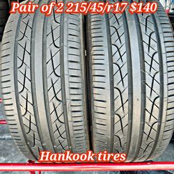 Pair of 2 Hankook tires 215/45/r17 ‼️ free instalation and balance ‼️