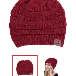 C.C Women's Burgundy Knit Beanie