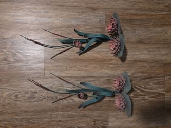 Metal antique candle flower holders for wall