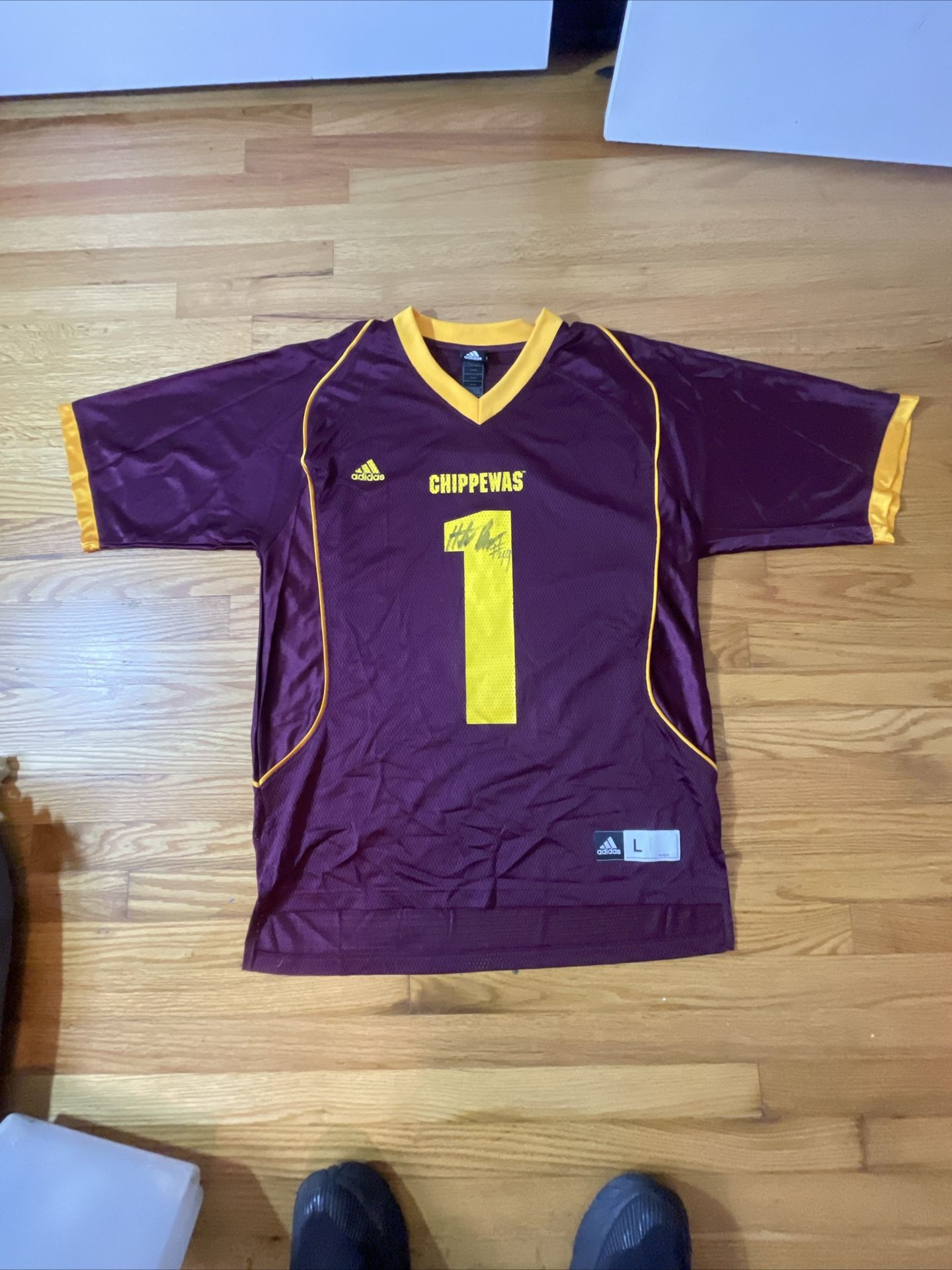CENTRAL MICHIGAN CHIPPEWAS FOOTBALL JERSEY SIZE LARGE ADIDAS MAROON NCAA