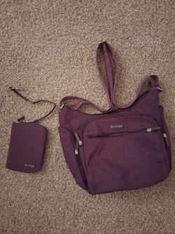Biaggi Purple Crossbody Bag + Matching Wallet Set – Multi-Pocket
