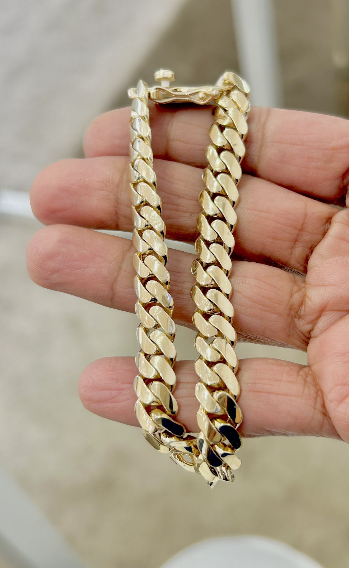 36.9 Gms 10KT-YG Solid Flat Miami Cuban Bracelet 
