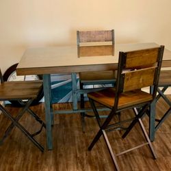 Industrial-Style Dining Set with Glass Top