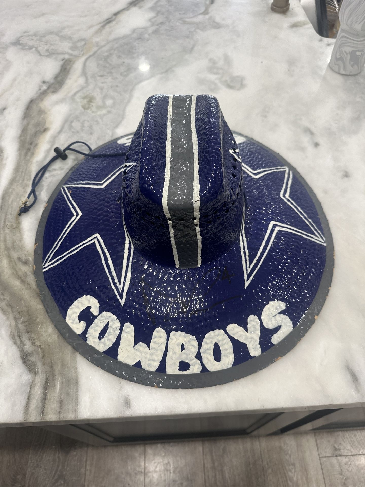 Dallas Cowboys hand painted straw hat and signed by Dak Prescott