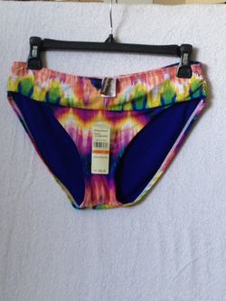 Tommy bahama Multi ombré color high waist sash bikini bottom size tall s/p NWT