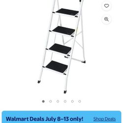 4-Step Ladder Anti-Slip Platform 330 lbs Capacity Portable Steel Frame