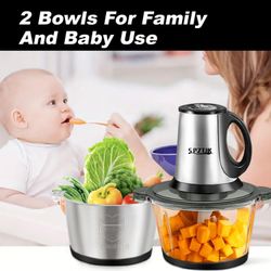 3-Speed Electric Food Processor: Meat Grinder, Vegetable Chopper & Baby Food Maker 