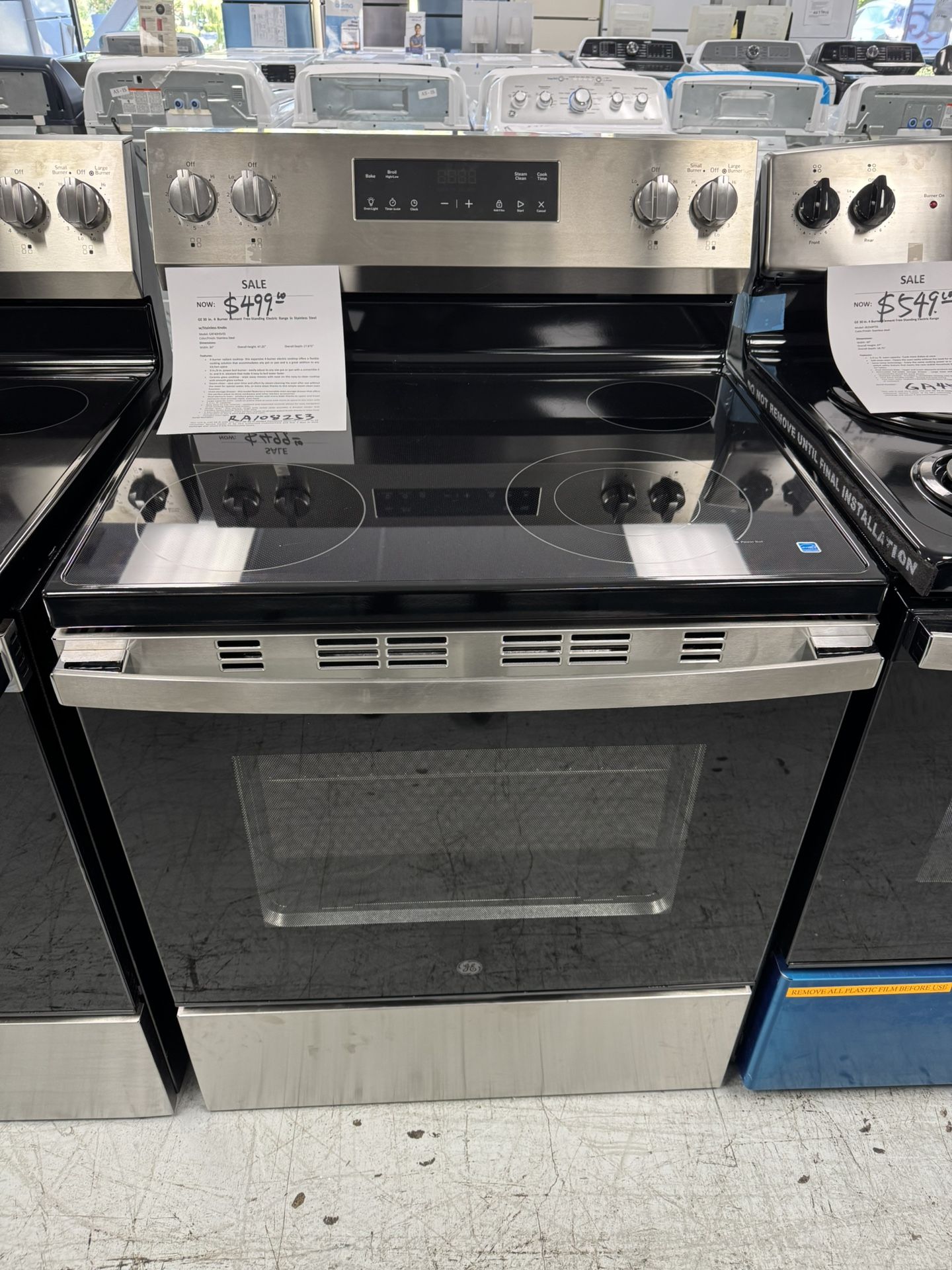 GE 30 in. 4 Burner Element Free-Standing Electric Range in Stainless Steel w/Stainless Knobs