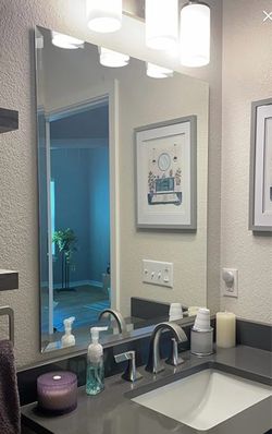 Large Frameless Beveled Wall Mirror