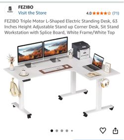 FEZIBO L-Shaped Electric Standing Desk 63"