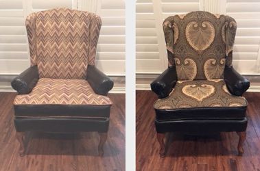 Queen Anne custom upholstered wingback chair - wing back chairs