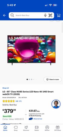 LG NANO 65 INCH 4k UHD Smart Tv
