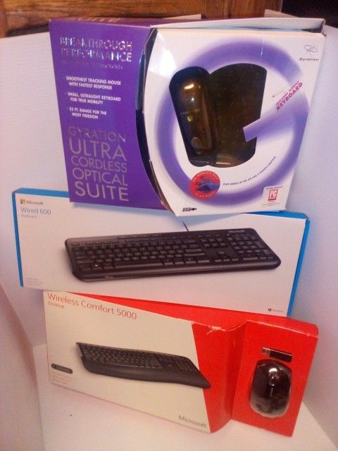 NEW in the BOX Keyboards Mouse Wireless MICROSOFT 600  Gyration  Wired 5000