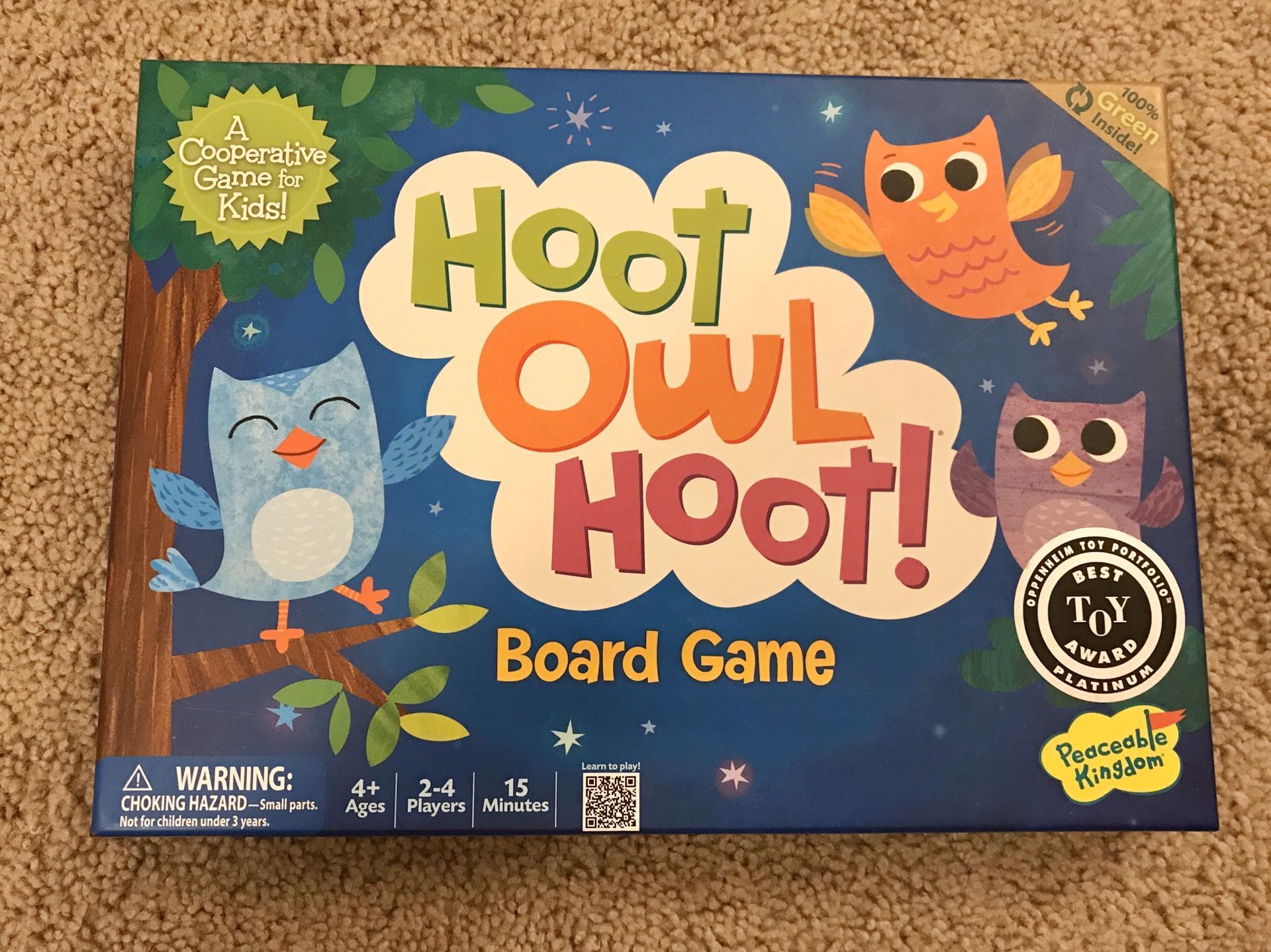 Hoot Owl Hoot award winning board game by Peaceable Kingdom