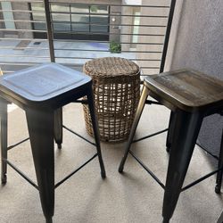 Set of 2 Industrial Rustic Bar Stools – Wood & Metal  - $75 OBO