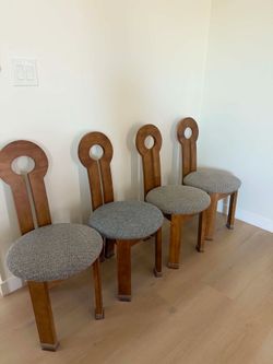 $350 for set of 4 Modern wood dining chairs – upholstered OBO (Los Angeles).