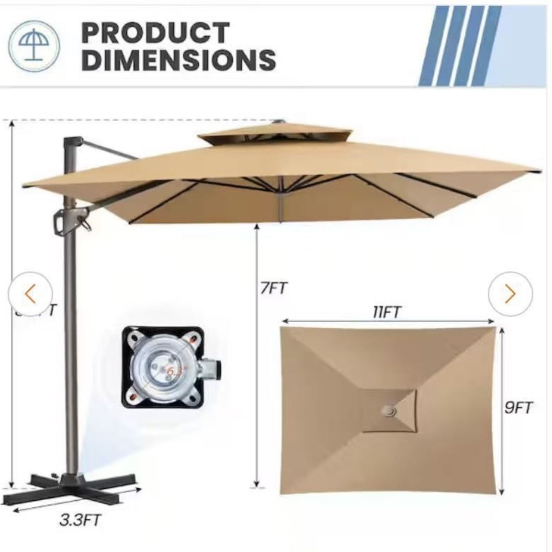 11x9 Cantilever Patio umbrella