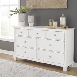 Signature Design by Ashley Fortman White 7-Drawer Wide Dresser for Bedroom