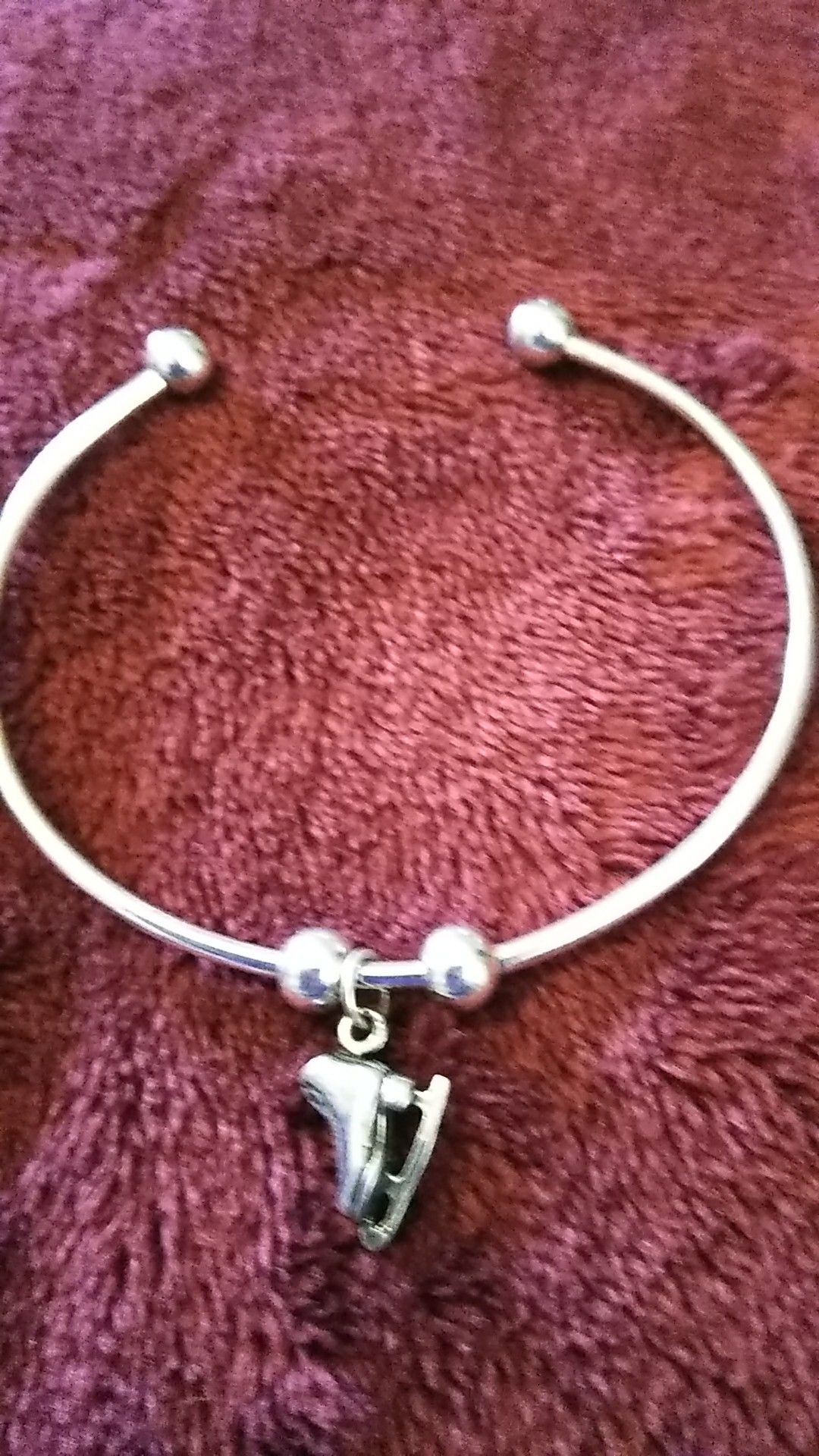 Silver Ice Skate Charm Cuff