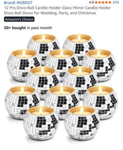 RGBDOT Disco Ball Mirror Candle Holders Set of 12