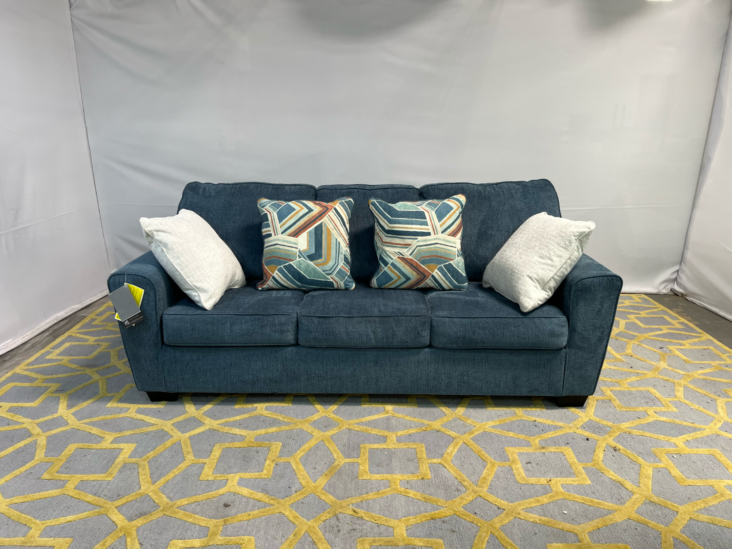 ( Delivery Available ) Ashley Blue Sofa with Sleeper Bed