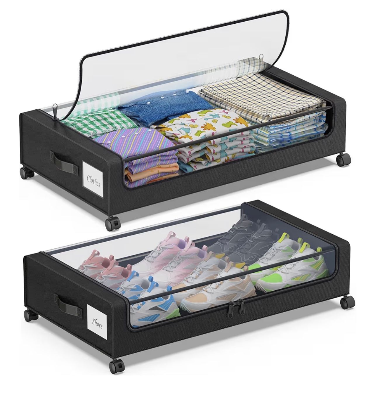 Underbed storage with wheels, 2-pack