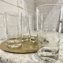 Sailing Ship Tumblers Javit Etched Crystal Clipper Ship Highball Glasses 