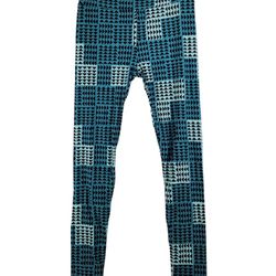 LuLaRoe One Size Leggings Blue/Black Triangles Print