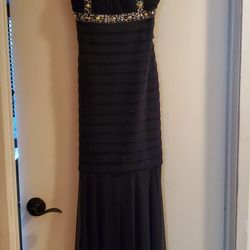 Dress Formal Long Jeweled Strap Navy Blue Size 4