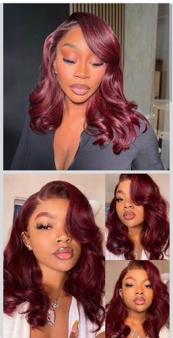 🔥Brand new 🔥 99J Burgundy Bob Wig Human Hair 13x4 Body Wave HD Lace Front Wigs Human Hair Pre Plucked 180% Density Glueless Wine Red Lace Frontal Wi