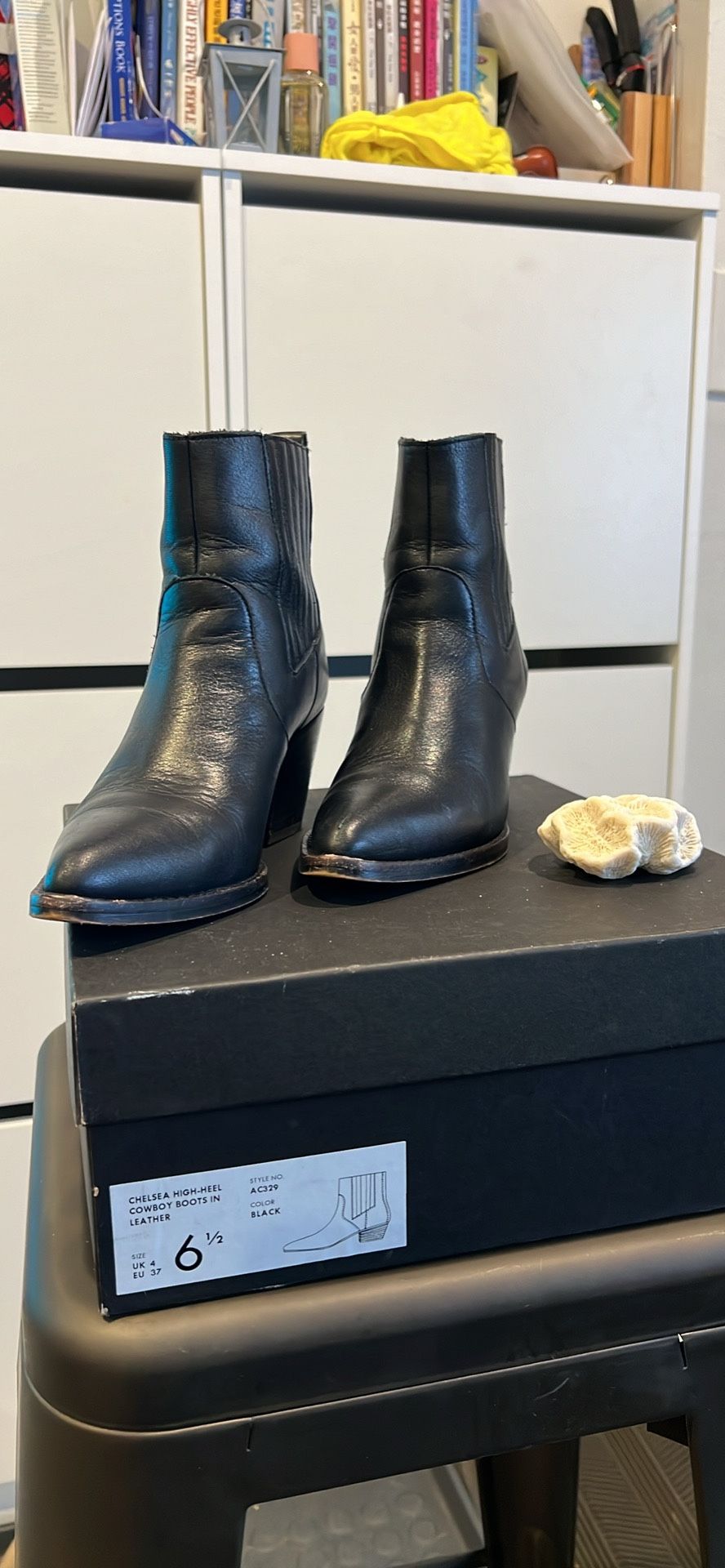 J.Crew Chelsea High-heel Cowboy Boots In Black 6.5 US