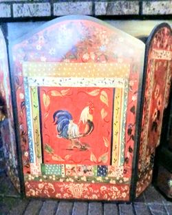Fire Place Cover Solid Wood Hand Painted