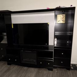 TV STAND WITH PIERS AND ELECTRIC FIREPLACE 