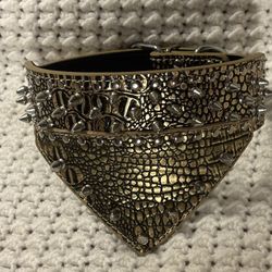 New Beautiful Gold & Black Spiked Dog Collar