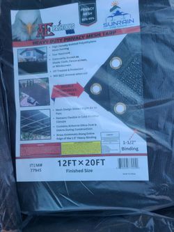 12ft × 20ft Heavy Duty Privacy Mesh Tarp In Black