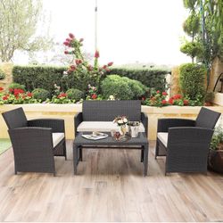 4 Pcs Patio Set With Cushion 