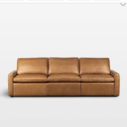 Crate And Barrel Tillery 3-seat Leather Recliner Sofa