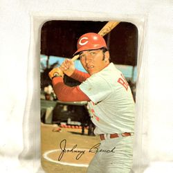 Great Condition 1971 (SuperCard) Topps #32 Cincinnati, Cincinnati Reds Johnny Bench Baseball Training Card. Valued At. $190 To $440 
