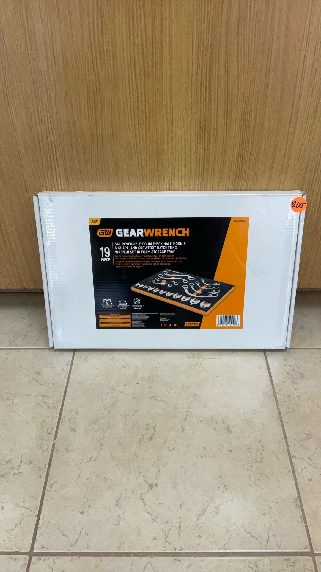 GEAR WRENCH GWMSSRWSAE SAE REVERSIBLE DOUBLE-BOX HALF MOON & S-SHAPE, AND CROWFOOT RATCHETING WRENCH SET IN FOAM STORAGE TRAY.