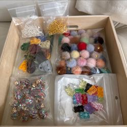 DIY Charm Craft Kit – Pom Poms, Glitter Balls, Lego Charms, Hooks & More! 🧵✨