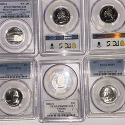 Six grade PCGS quarters all are graded 69 deep cam