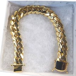 Jewelry Set 12 mm Gold Cuban Link 9" Bracelet With 12 mm 20" Gold Filled Cuban Link Necklace 