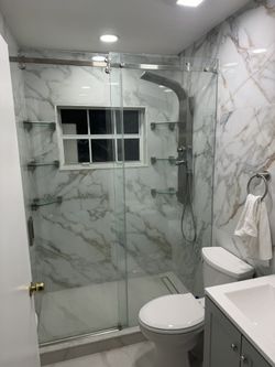 Bathroom Tile With Toilet And Beautiful Vanity 