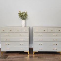 Oversized Pair Solid Wood Nightstands - Modern Bedside Tables - Small Dressers 